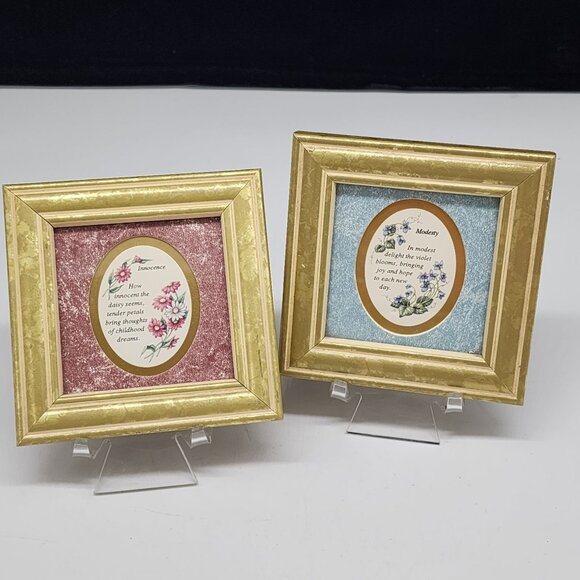 Set Of 2 Floral Expressions Framed Prints By Heartfelt Collection Gold Frame 199 - Picture 1 of 9